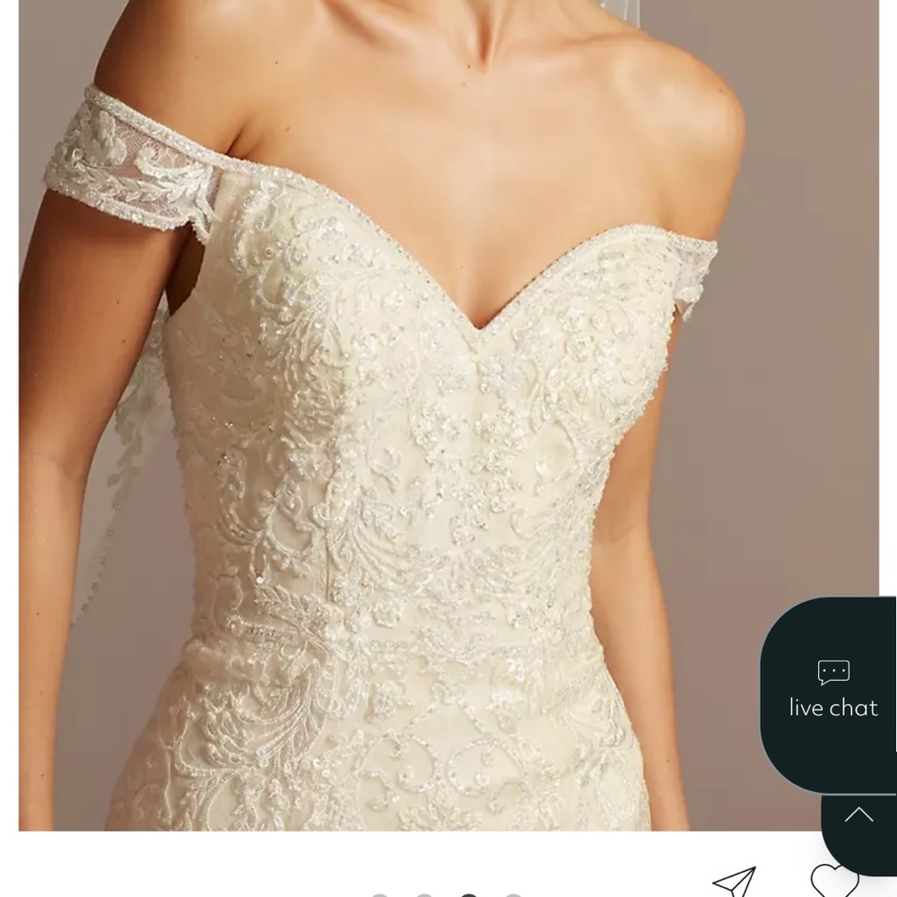 Elegant Off-Shoulder Lace Wedding Dress - Picture 1 of 7